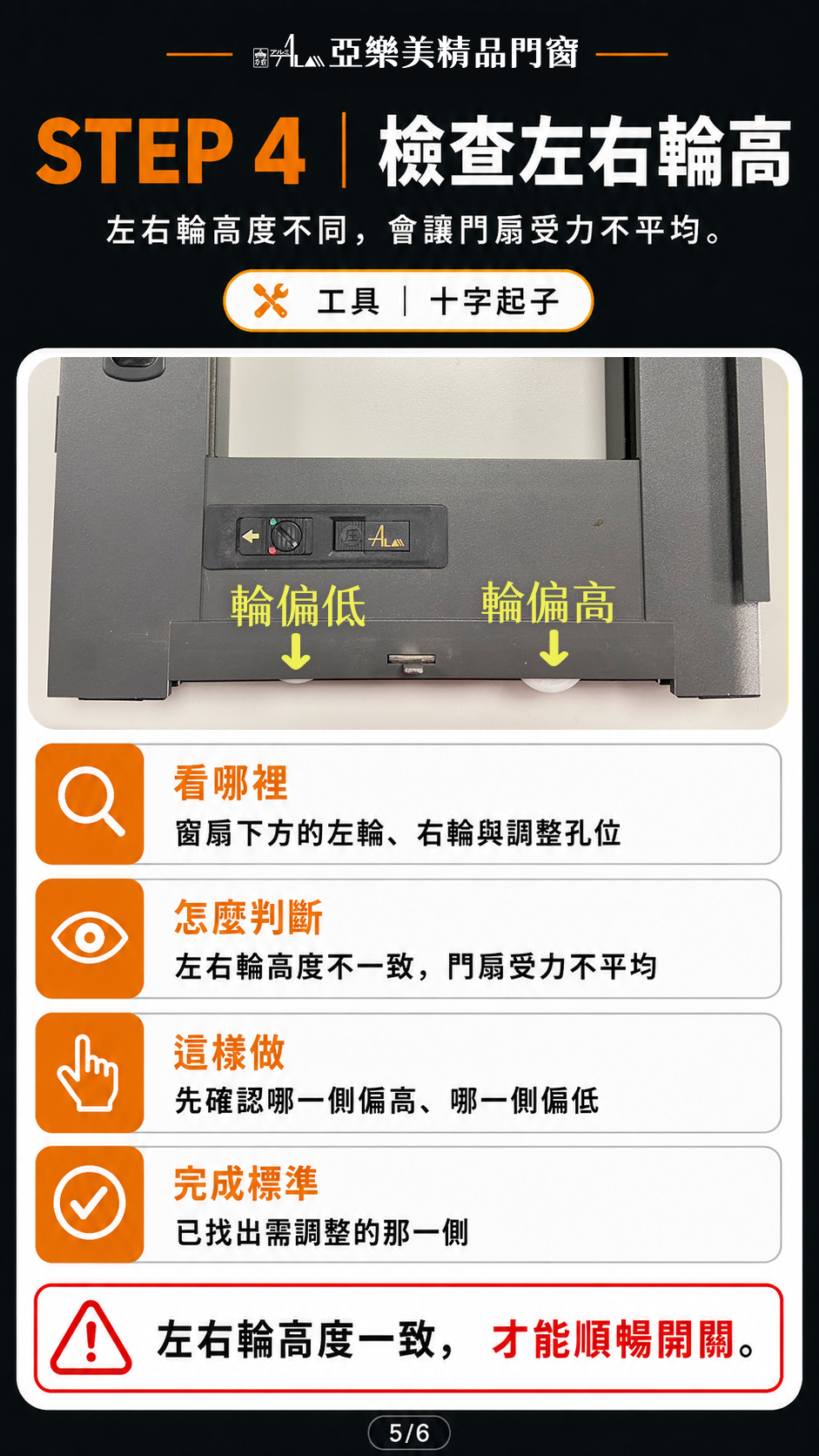 側邊鎖故障排除 STEP 4 檢查左右輪高